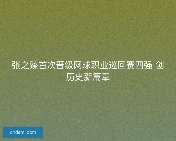 张之臻首次晋级网球职业巡回赛四强 创历史新篇章